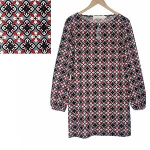 Tracy Negoshian Geometric Print Shift Dress SZ M Short Work Career Comfy Casual